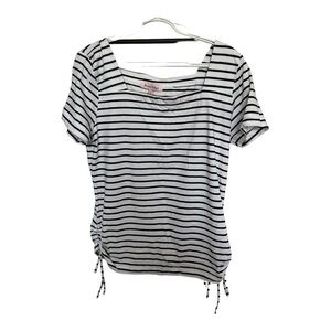 Harlow &‎ Rose Womens size XL Top Striped Ruched Side Square Neck Summer Casual